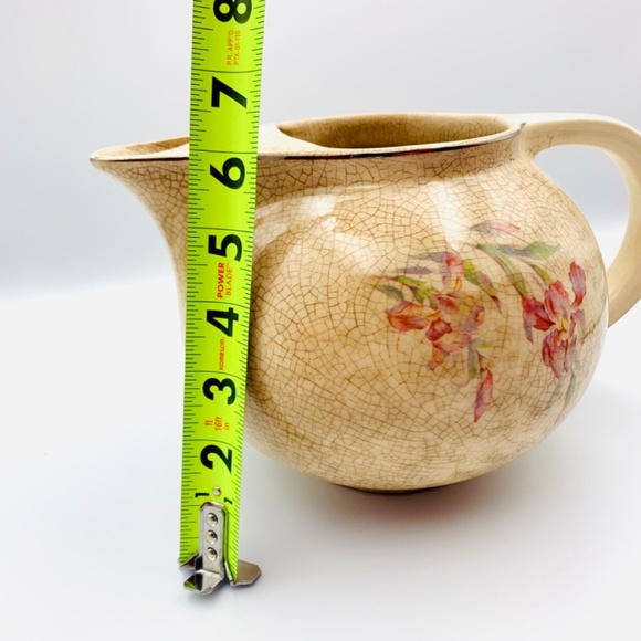 Vintage Universal Potteries Cambridge crackle glacé Pink Bearded Irises pitcher - Picture 9 of 11